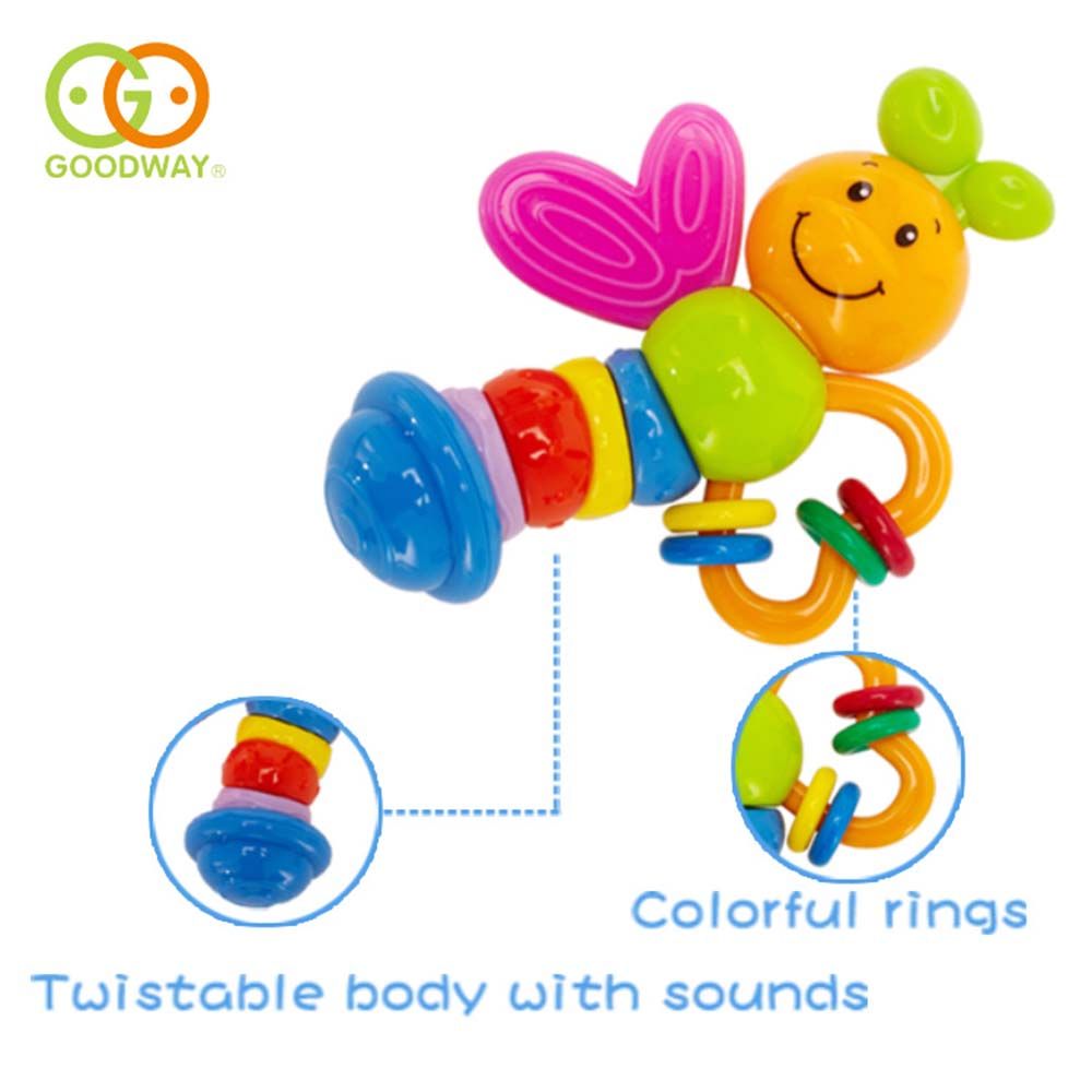 Goodway - Baby Teething Rattle Toy Colorful Sensory Teether - Orange