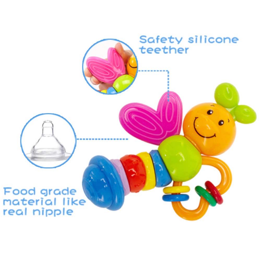 Goodway - Baby Teething Rattle Toy Colorful Sensory Teether - Orange