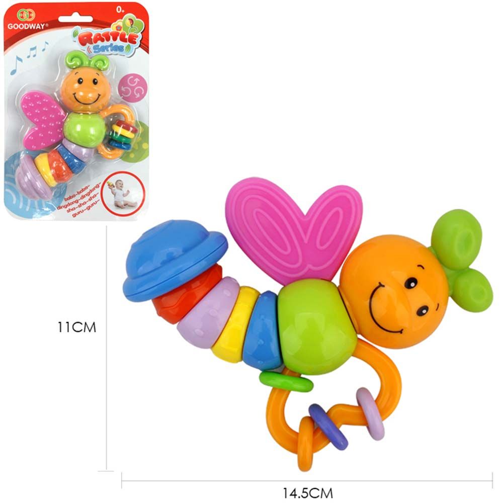 Goodway - Baby Teething Rattle Toy Colorful Sensory Teether - Orange