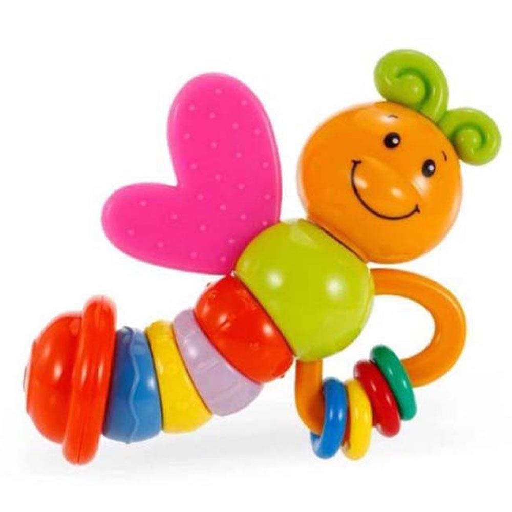 Goodway - Baby Teething Rattle Toy Colorful Sensory Teether - Orange