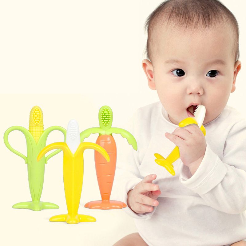 Goodway - Baby Teething Toothbrush Soft Silicone Teether Toy - Banana