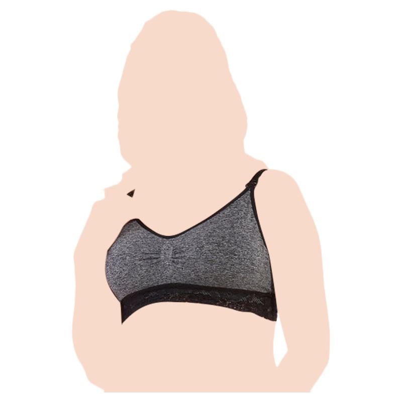 Magic Body Fashion - Mommy Nursing Bra Lace - Black/Grey