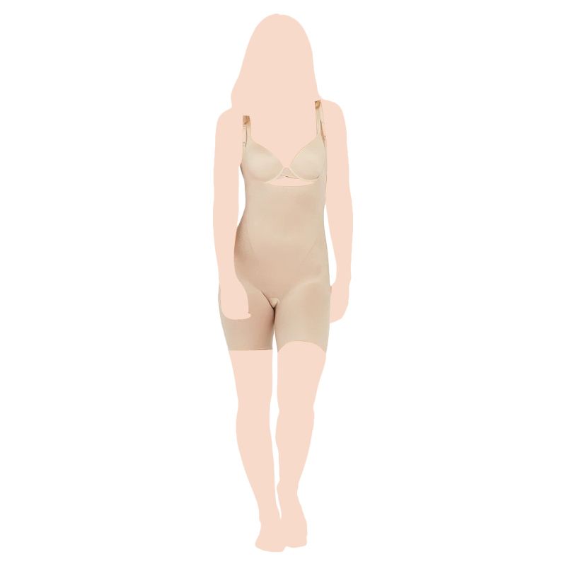 Spanx - Thinstincts 2.0 Open-Bust Mid-Thigh Bodysuit - Nude