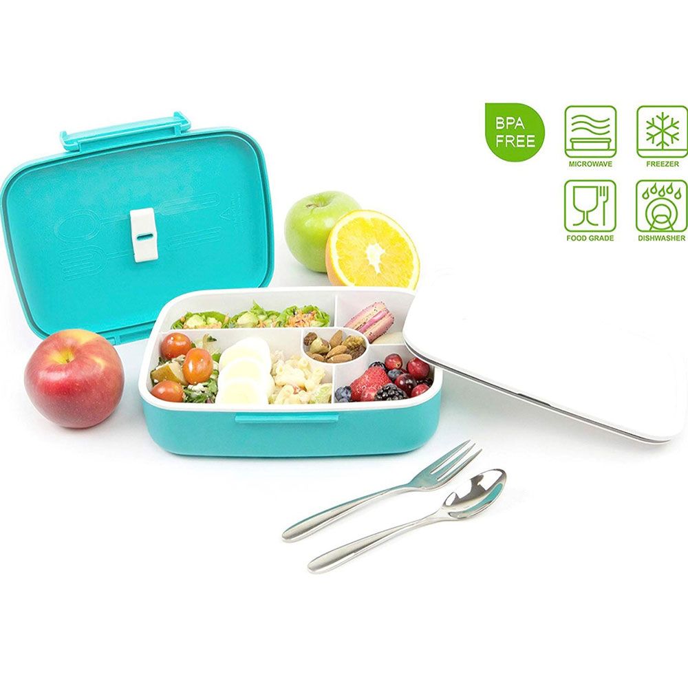 Look Back - Double Wall 5 Compartments With Cutlery - Blue