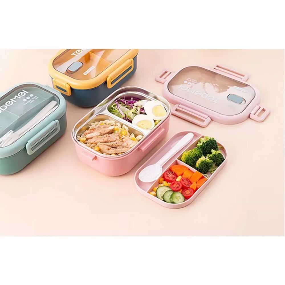 Little Angel - Stainless Steel w/ 2 Compartments Lunch Box - Green