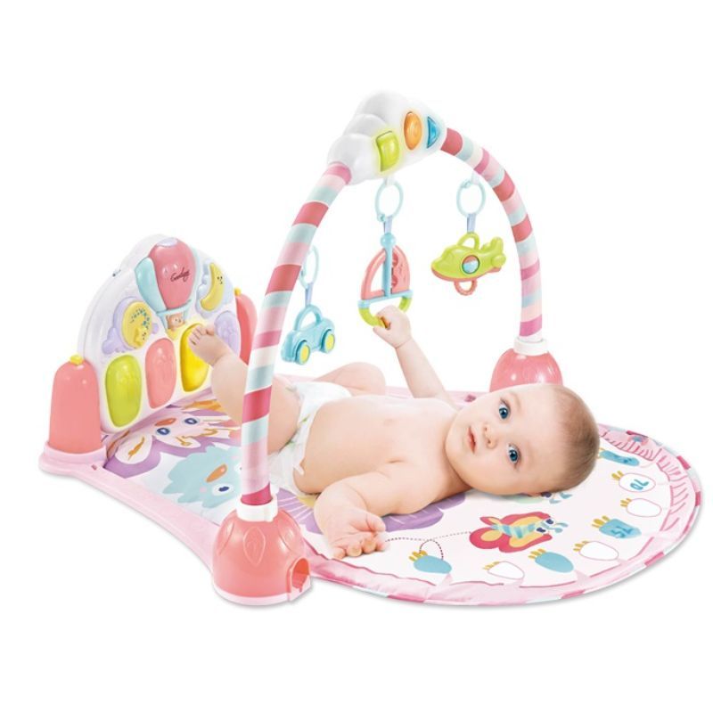 Goodway - Baby Play Gym With Piano Interactive Musical Activity Mat - Pink