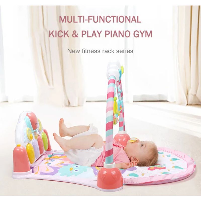 Goodway - Baby Play Gym With Piano Interactive Musical Activity Mat - Pink