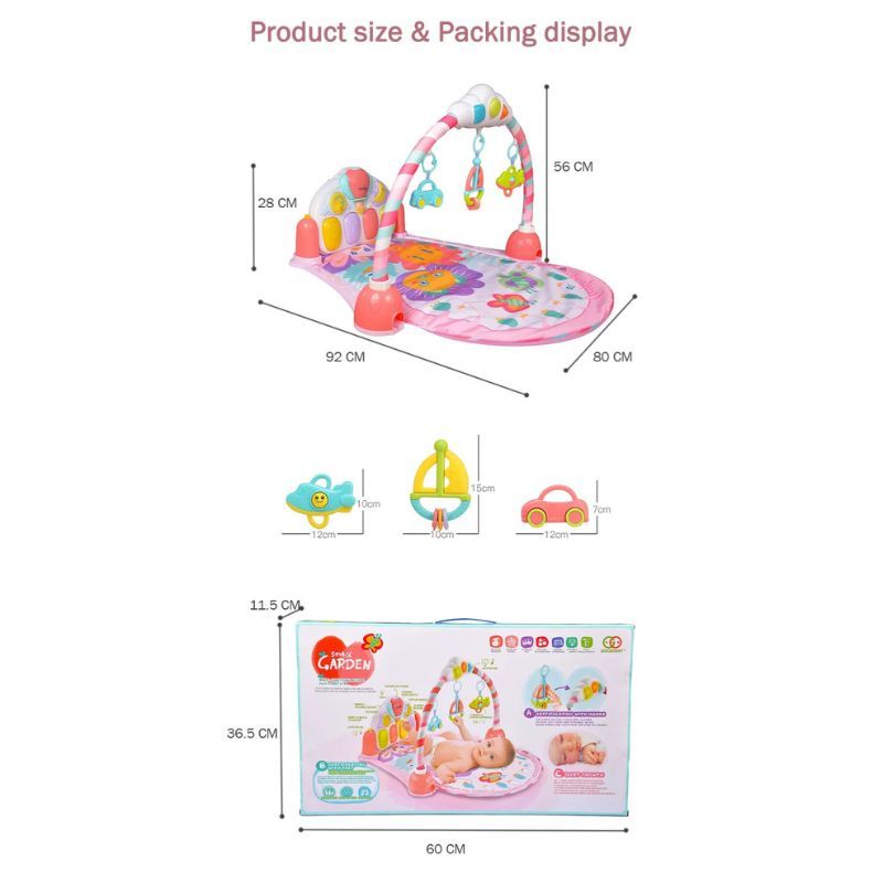 Goodway - Baby Play Gym With Piano Interactive Musical Activity Mat - Pink