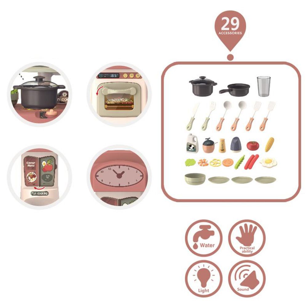 Beibe Good - Electric Kitchen Playset w/ 29 Accessories - Beige