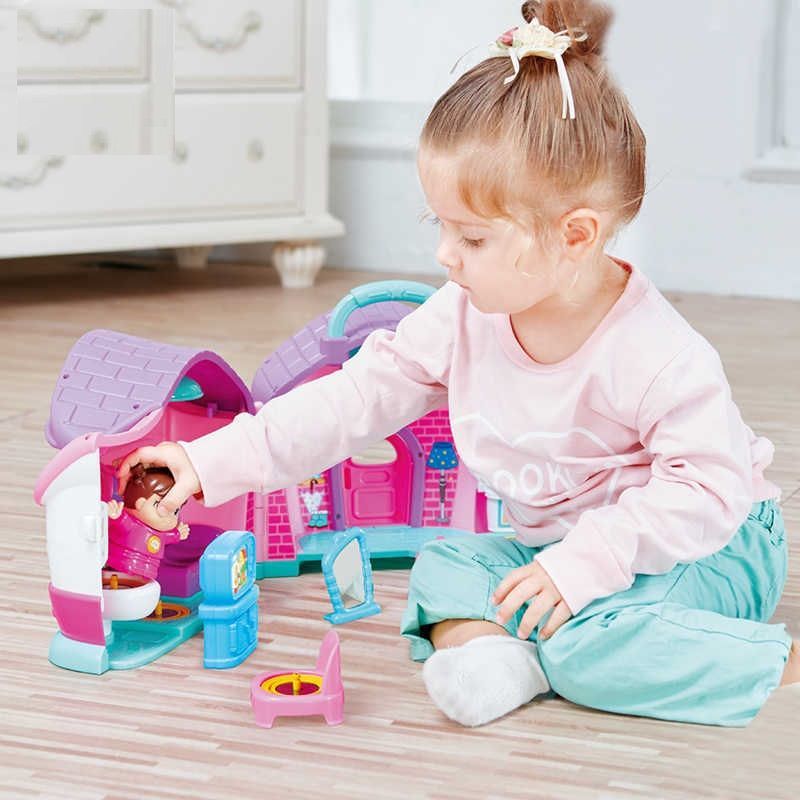 Hola Kids Toys Dollhouse Pretend Play for 3+ y - Pink