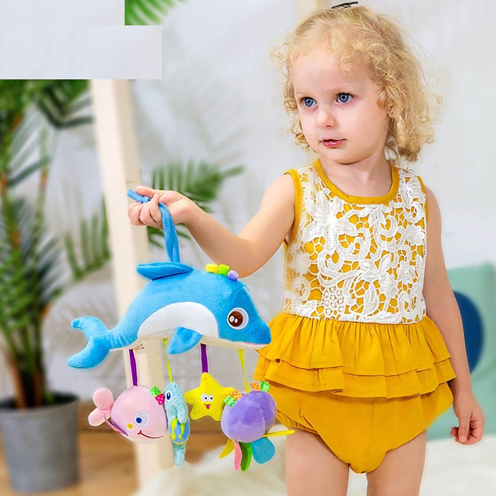 Little Angel - Baby Toys Hanging Rattle Soft Toy - Dolphin & Friends