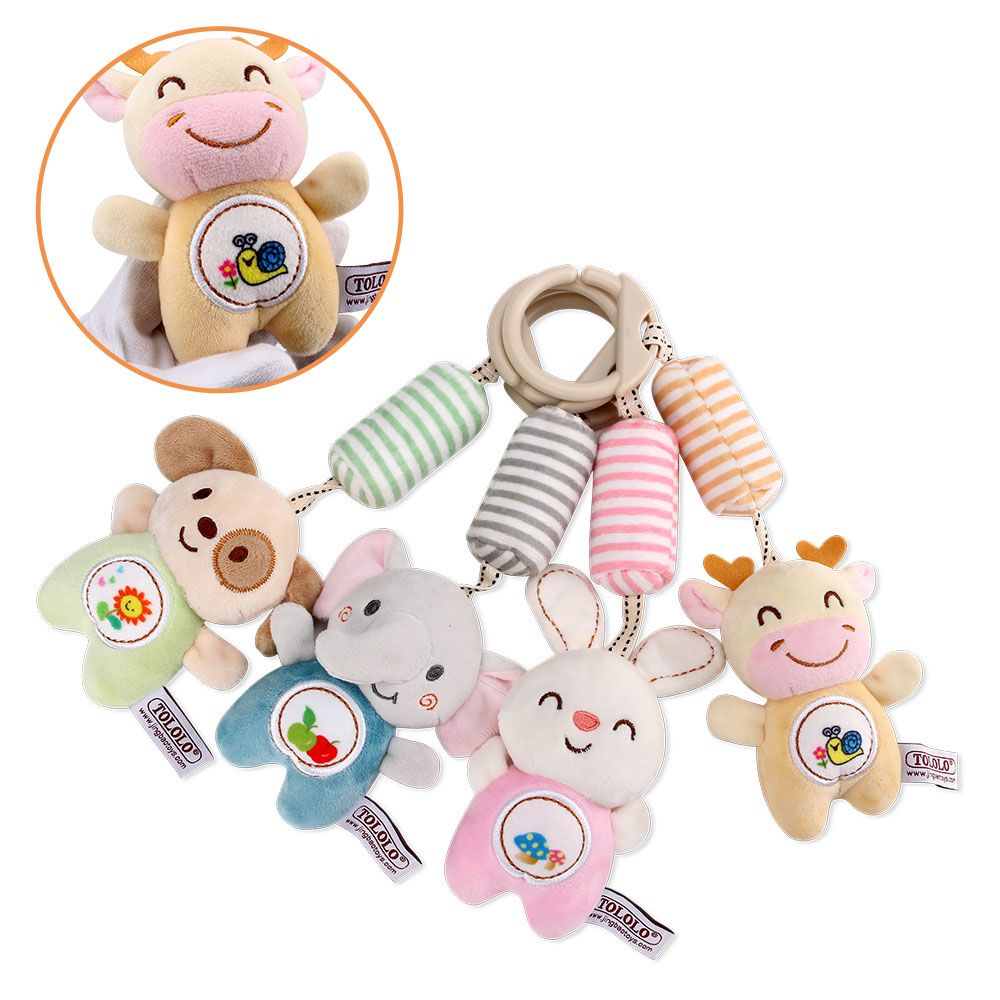 Little Angel - Baby Toys Hanging Rattle Soft Toy - Cow - Beige