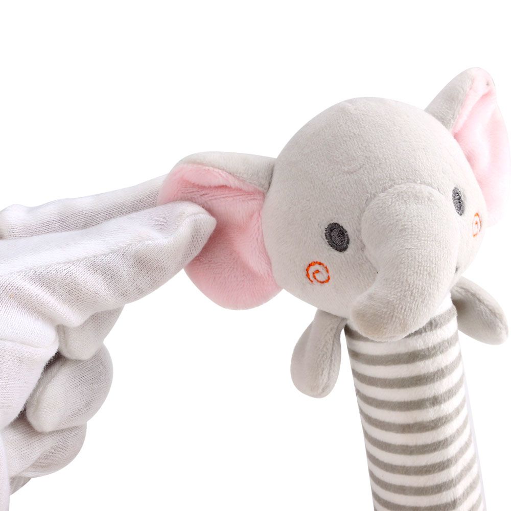 Little Angel - Baby Toys Hanging Rattle Soft Toy - Elephant - Ivory