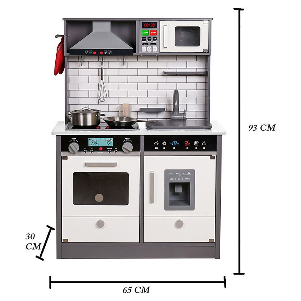 Little Angel - Kids Electric Wooden Kitchen Toys Playset - Grey