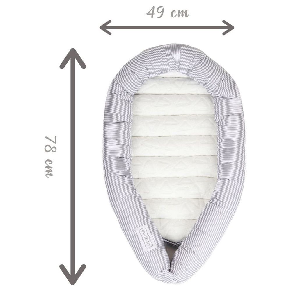 White&Grey - Baby Nest With Soft Paddings - Stripes