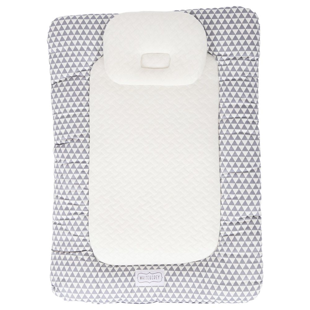 White&Grey - Baby Mattress With Pillow - Triangle