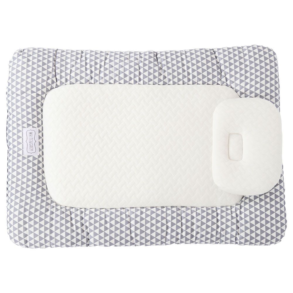 White&Grey - Baby Mattress With Pillow - Triangle