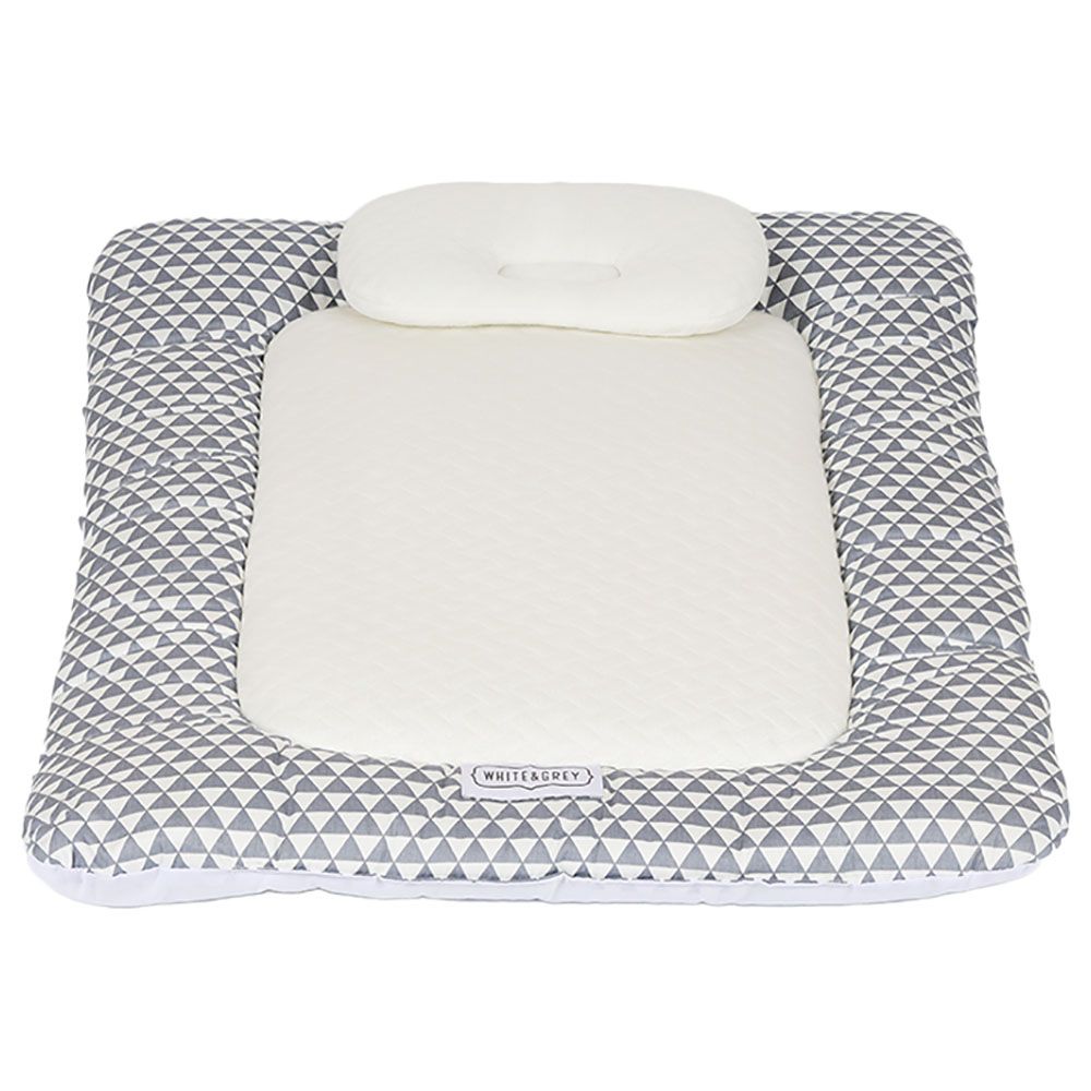 White&Grey - Baby Mattress With Pillow - Triangle