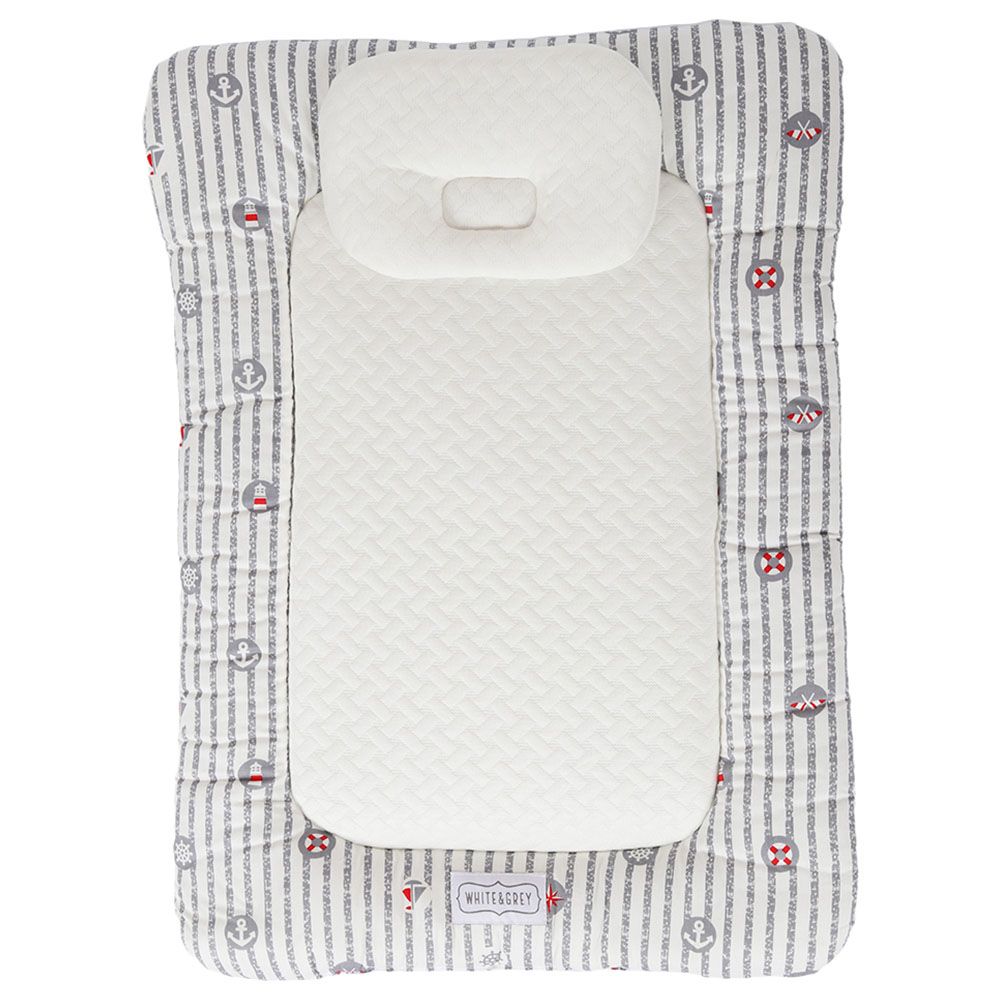 White&Grey - Baby Mattress With Pillow - Anchor