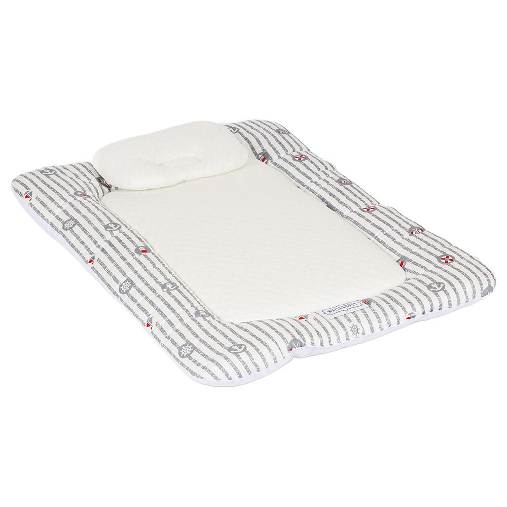 White&Grey - Baby Mattress With Pillow - Anchor