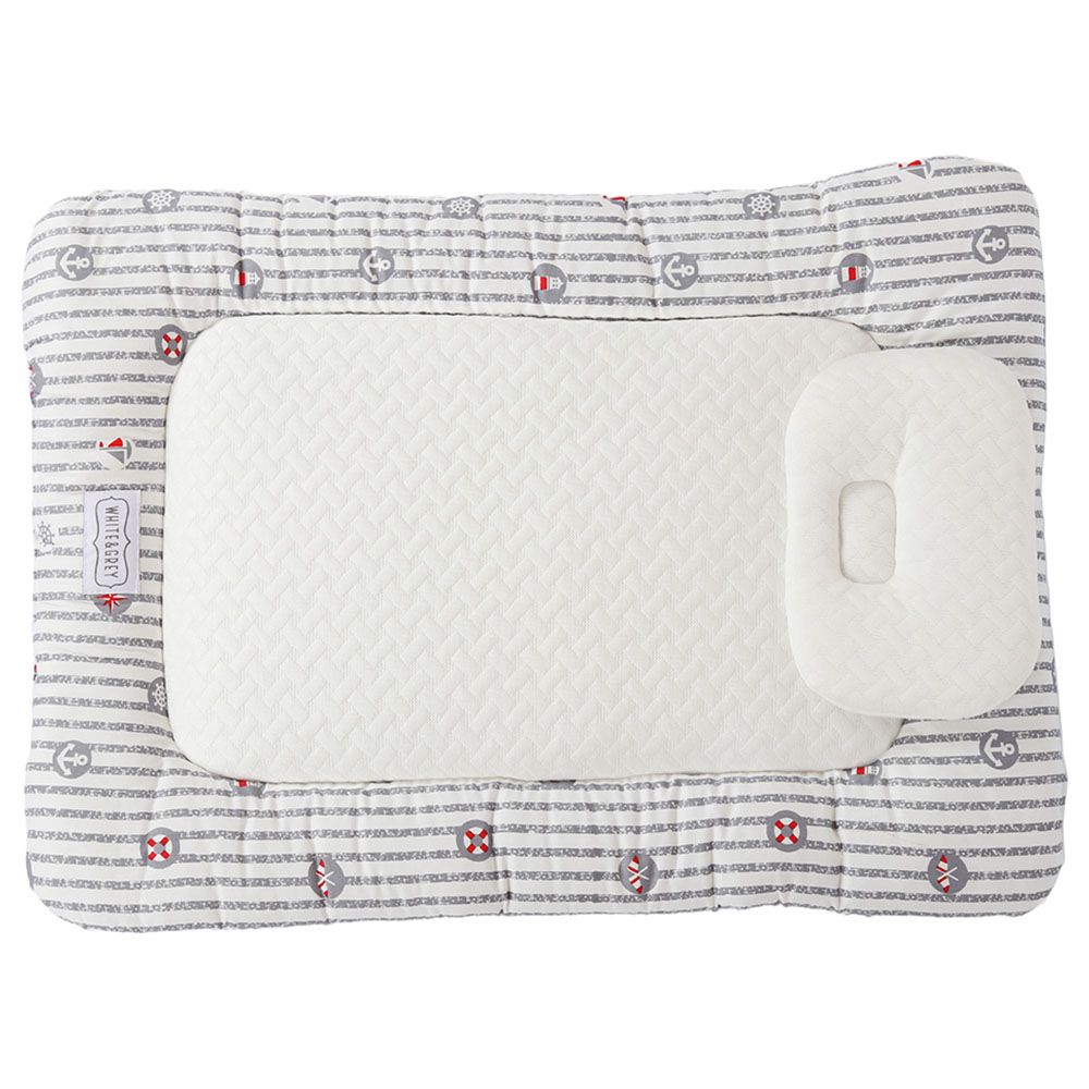 White&Grey - Baby Mattress With Pillow - Anchor