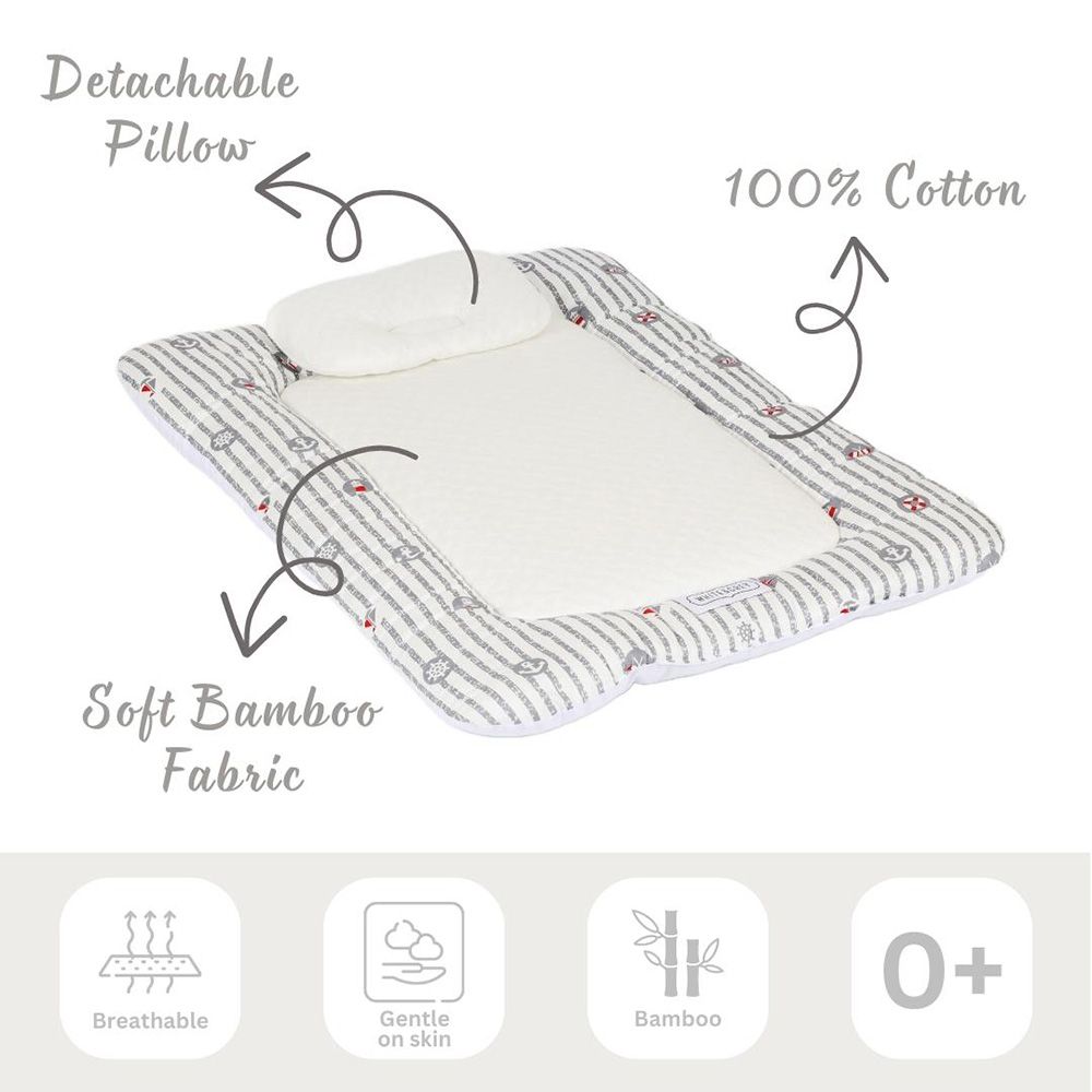 White&Grey - Baby Mattress With Pillow - Anchor