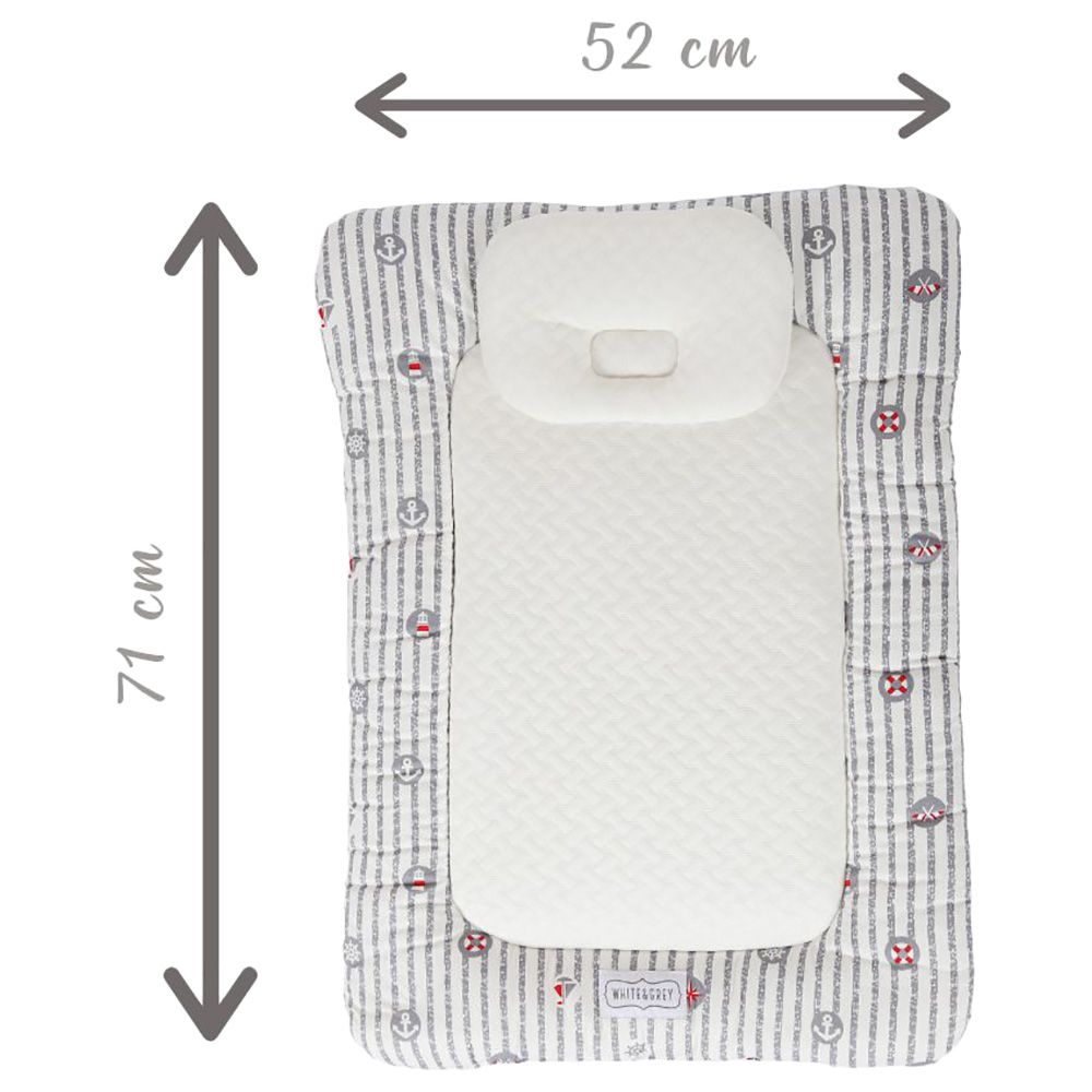 White&Grey - Baby Mattress With Pillow - Anchor