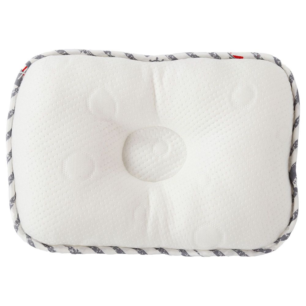 White&Grey - Bamboo Cushioned Baby Pillow - Anchor Stripes