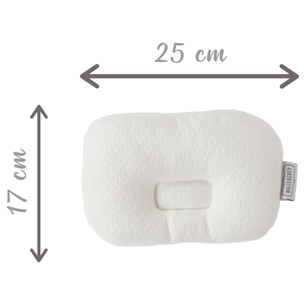 White&Grey - Bamboo Cushioned Baby Pillow - Heart Pattern