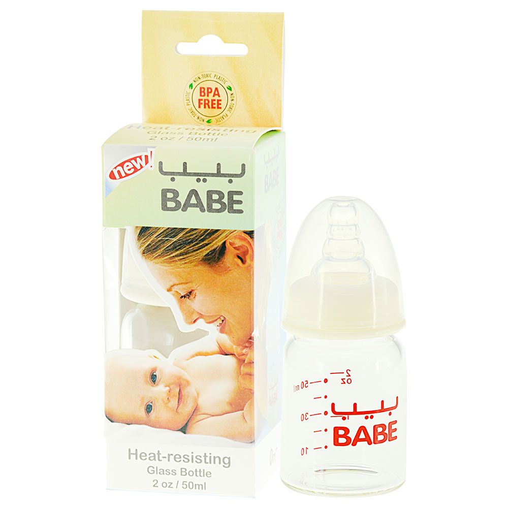 Babe - Baby Feeding Glass Bottle - Clear