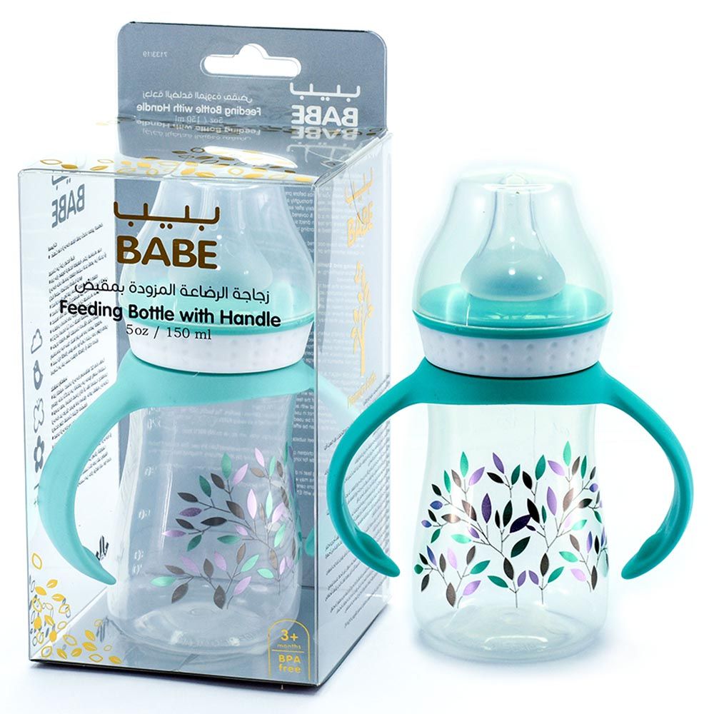 Babe - Baby Feeding Bottle With Handle - Blue