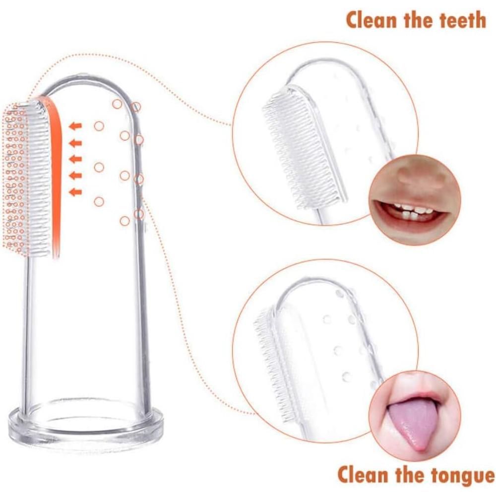 Babe - Baby Finger Toothbrush - Soft Silicone Infant Teething Brush with Case - Safe Oral Care