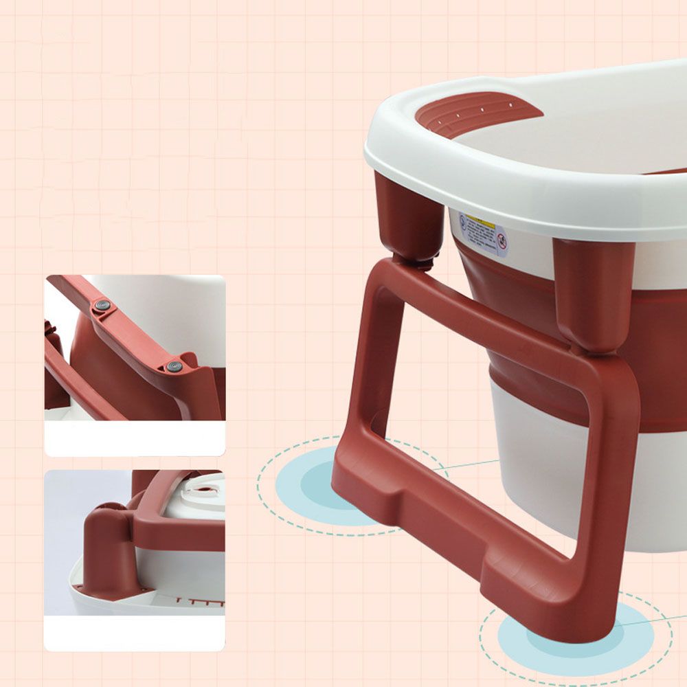 Little Angel - Baby Foldable Bathtub Basin With Anti-Slip Stool - Red