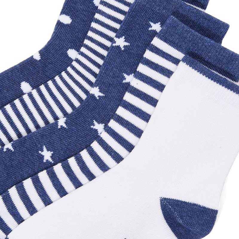 Night Angel - Baby Socks 5 Pairs - Blue/White