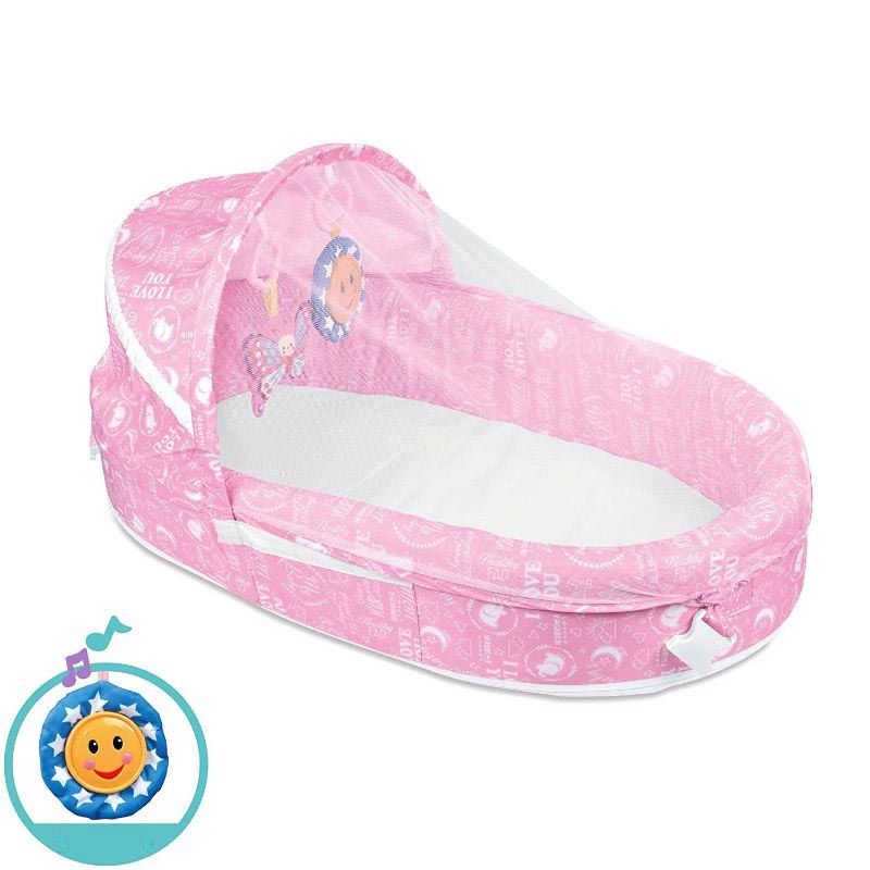 Little Angel - Baby Foldable Sleeping Bassinet Cot With Music - Pink