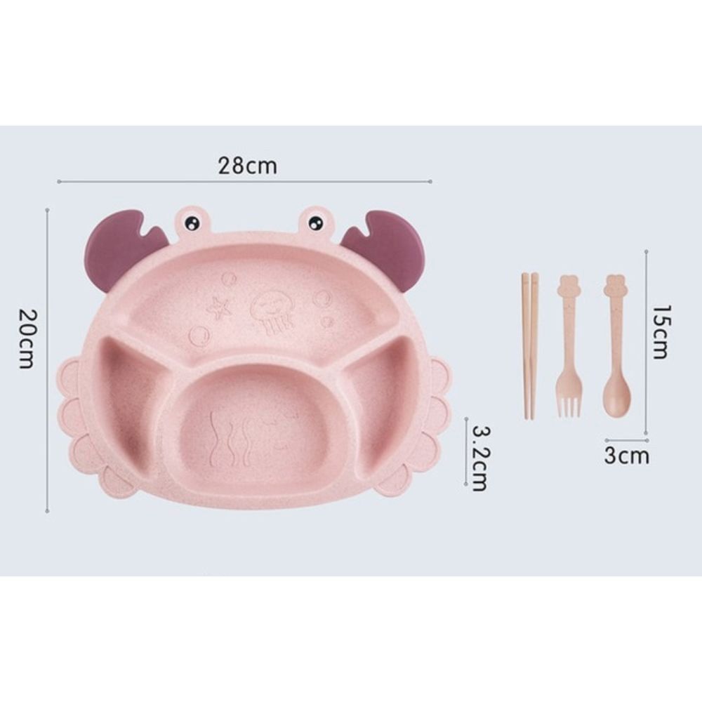 Little Angel - Kids Dinner Compartment Plate Set - Pink