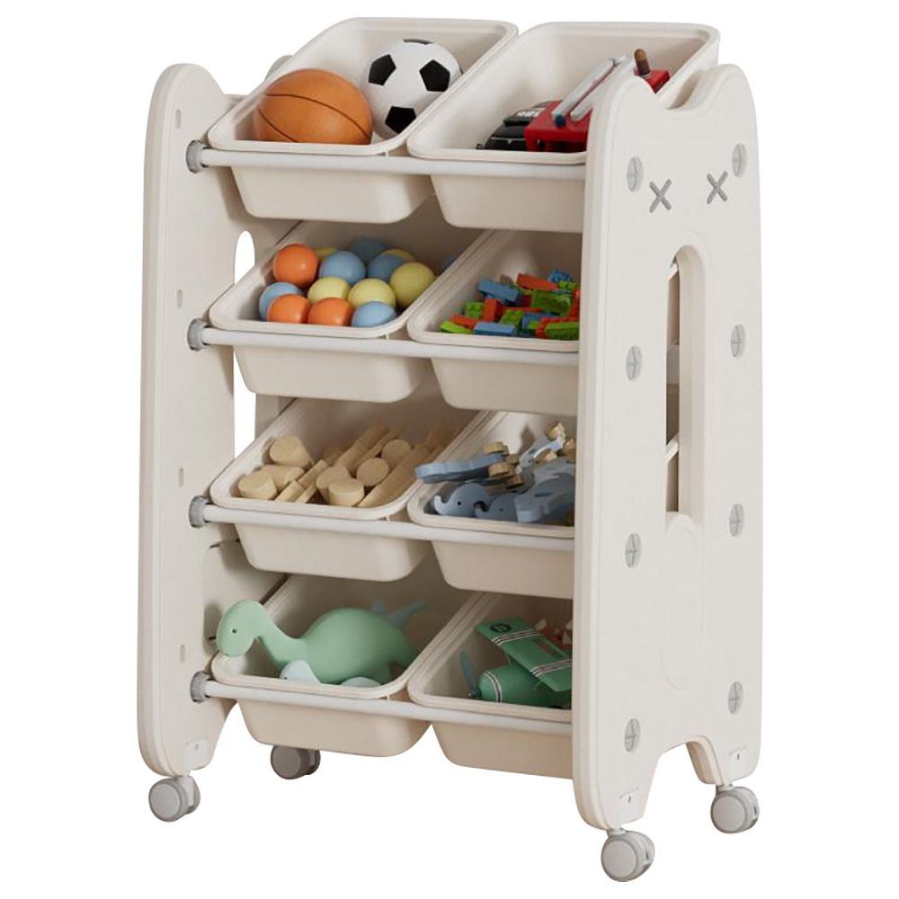 Little Angel - Toys Organizer Cabinet With Bins & Wheels - White