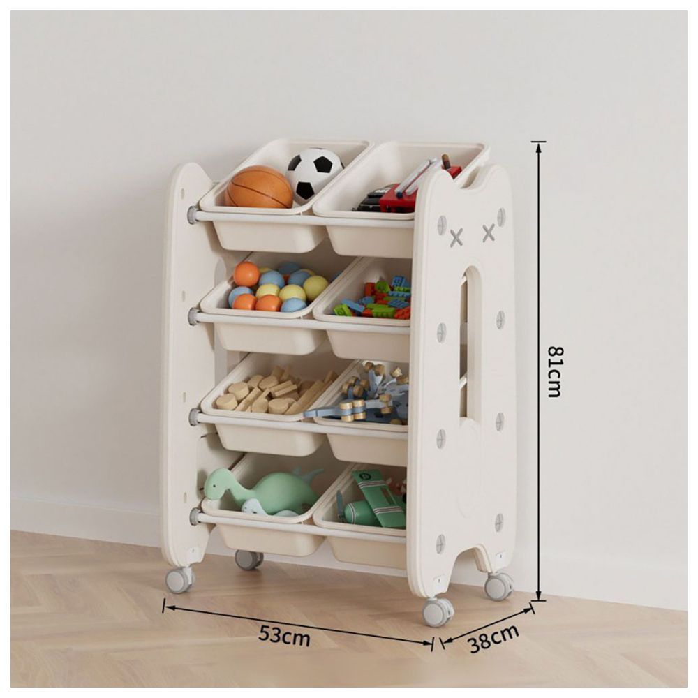 Little Angel - Toys Organizer Cabinet With Bins & Wheels - White