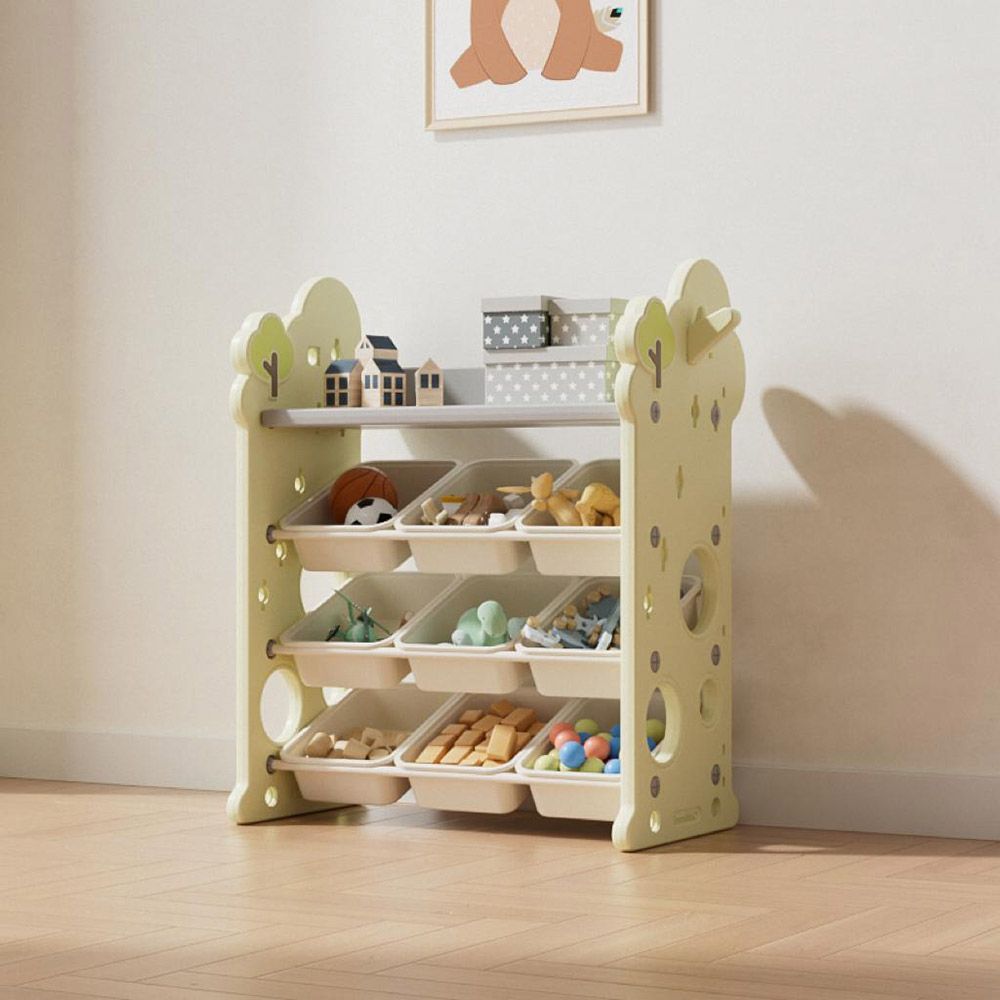 Little Angel - Toys Organizer Cabinet With 9 Bins & Hook - Green