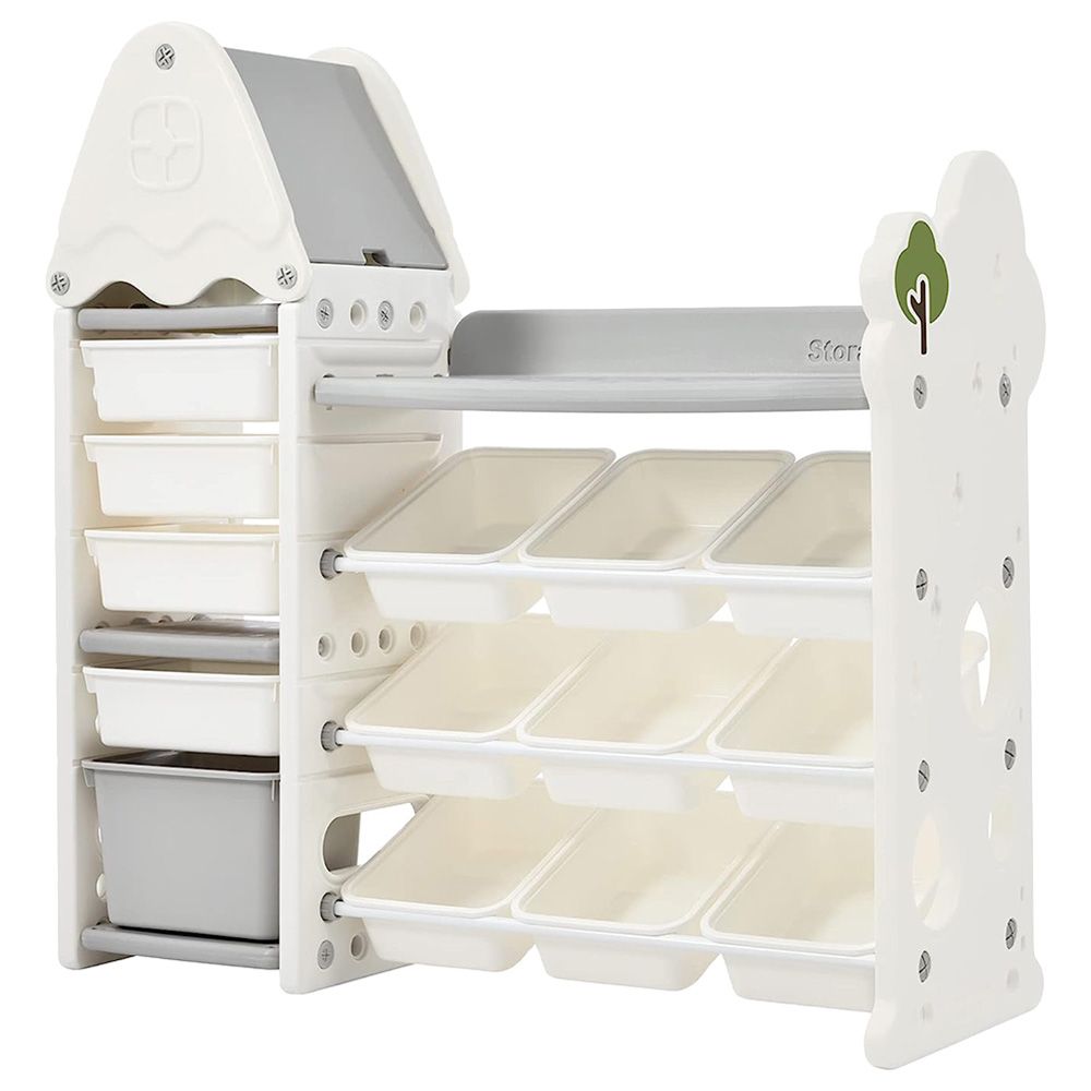 Little Angel - Toys Organizer Cabinet With 14 Bins & Hook - White