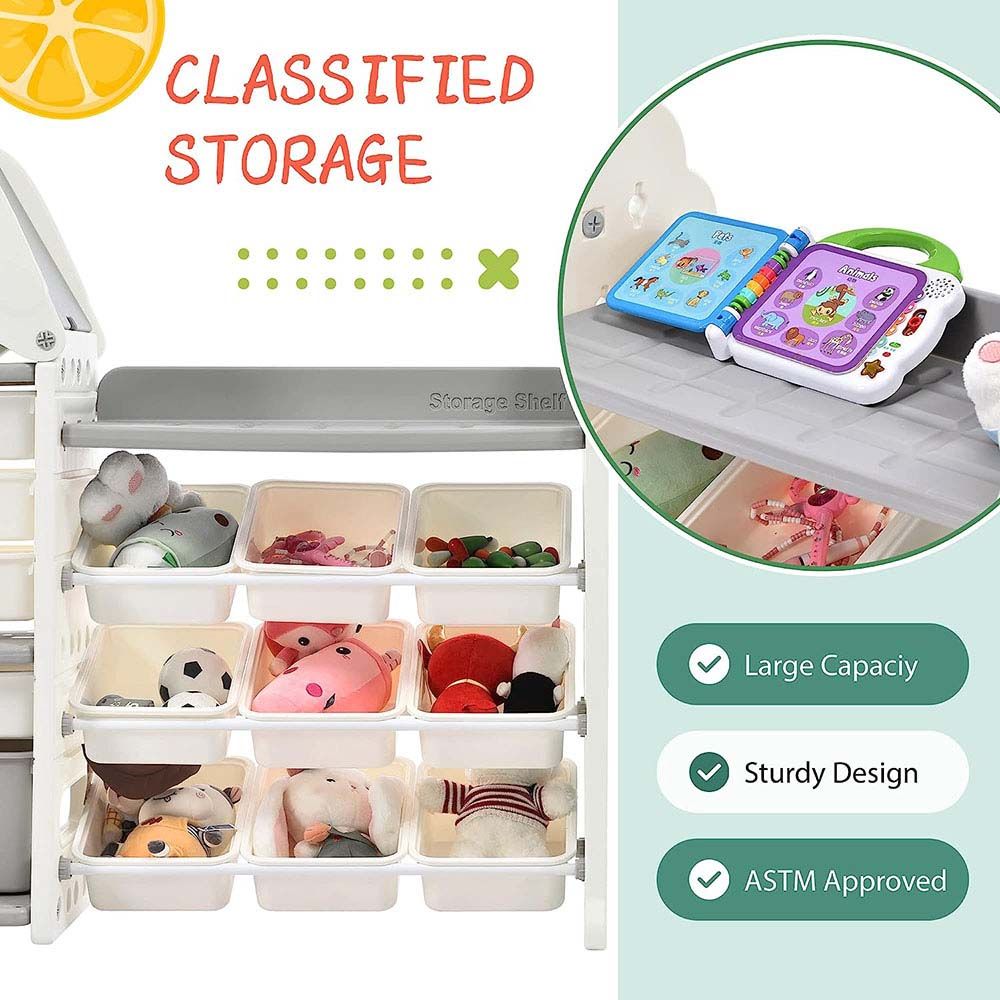 Little Angel - Toys Organizer Cabinet With 14 Bins & Hook - White