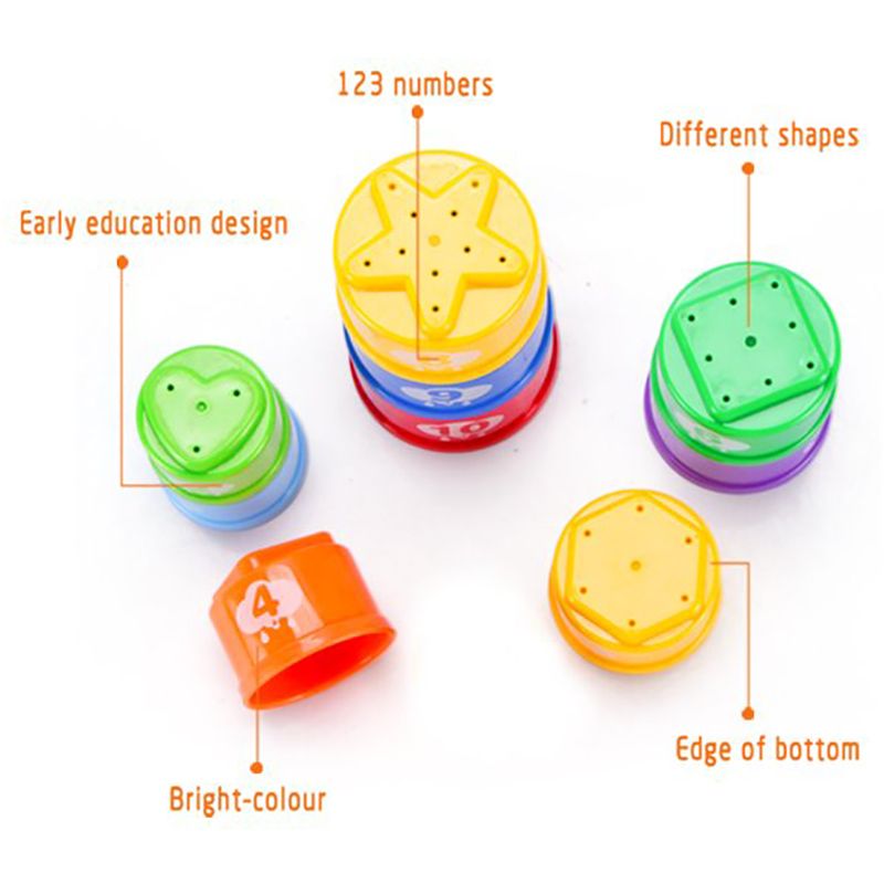 Goodway - Baby Stacking Cups Toy Colorful Educational Stacking Tower - Number