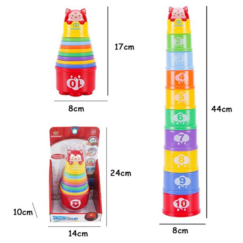 Goodway - Baby Stacking Cups Toy Colorful Educational Stacking Tower - Number