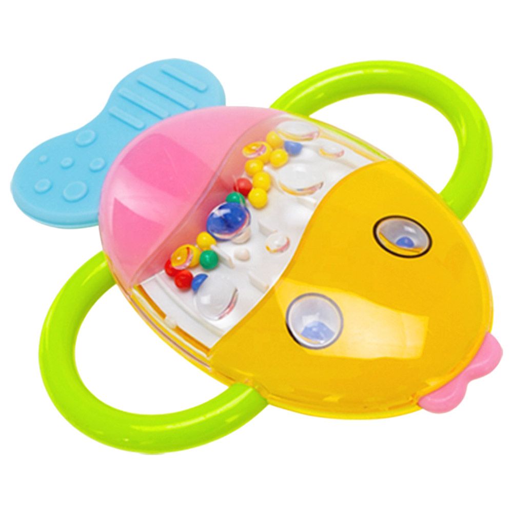 Goodway - Baby Teething Rattle Toy Colorful Fish Sensory Teether - Yellow