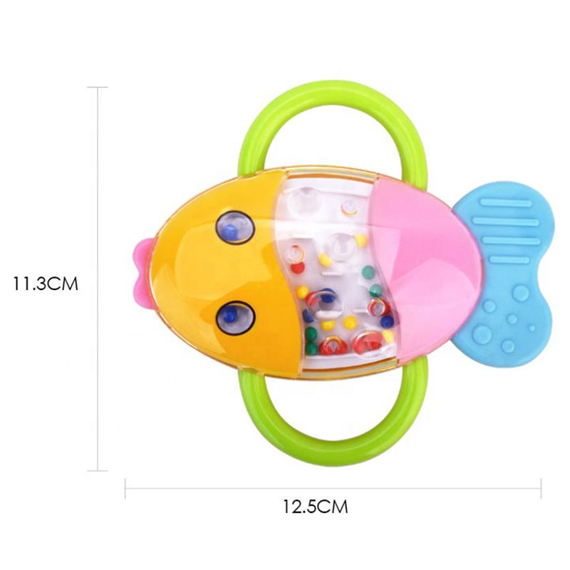 Goodway - Baby Teething Rattle Toy Colorful Fish Sensory Teether - Yellow