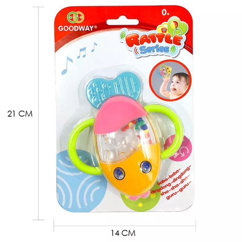 Goodway - Baby Teething Rattle Toy Colorful Fish Sensory Teether - Yellow