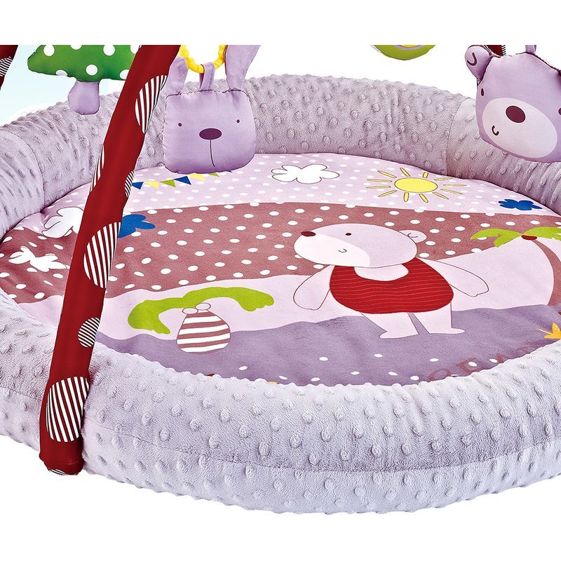 Little Angel - Baby Round Comfy Play Mat Activity Gym - Bear - Grey