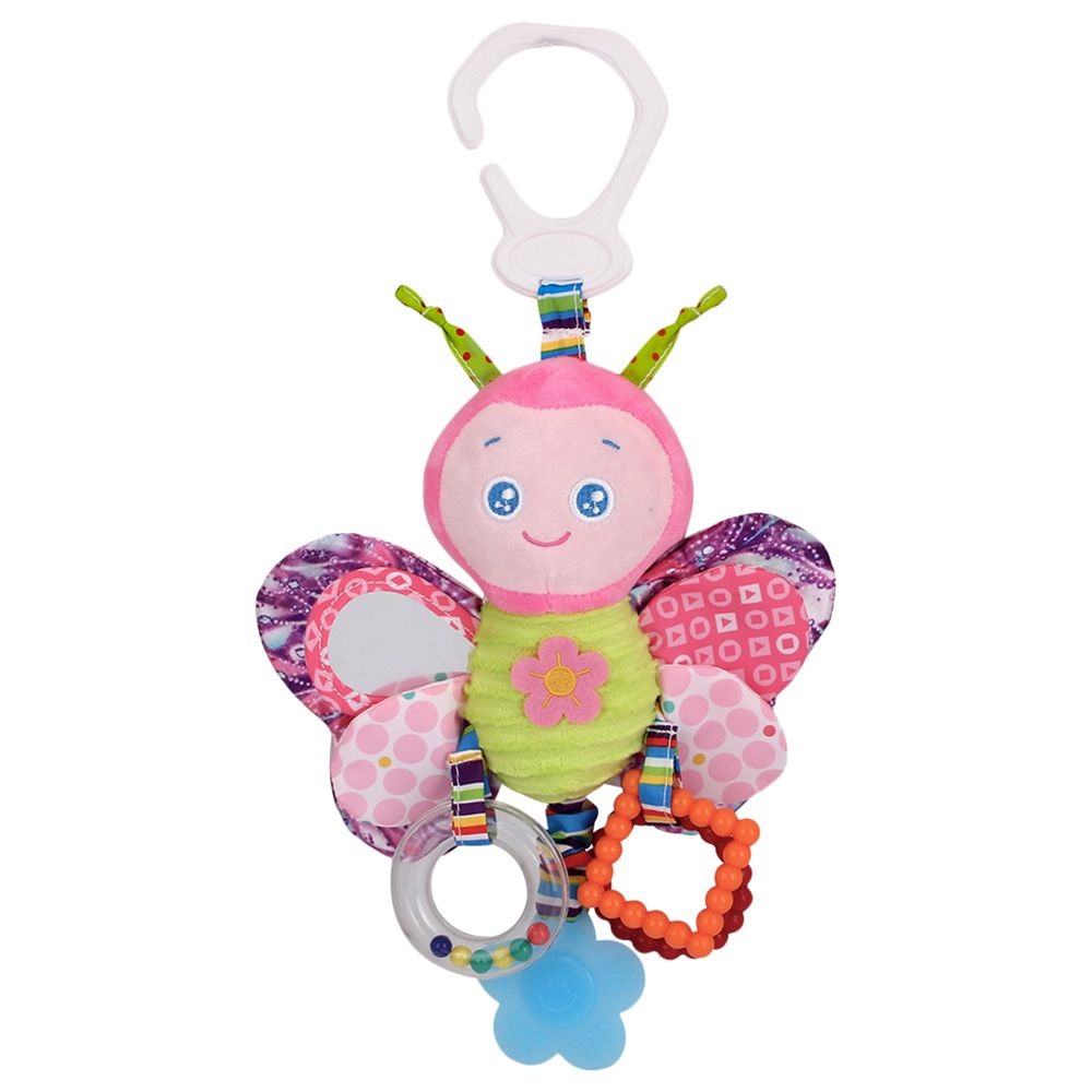 Little Angel - Baby Toys Hanging Rattle Soft Toy - Butterfly - Pink