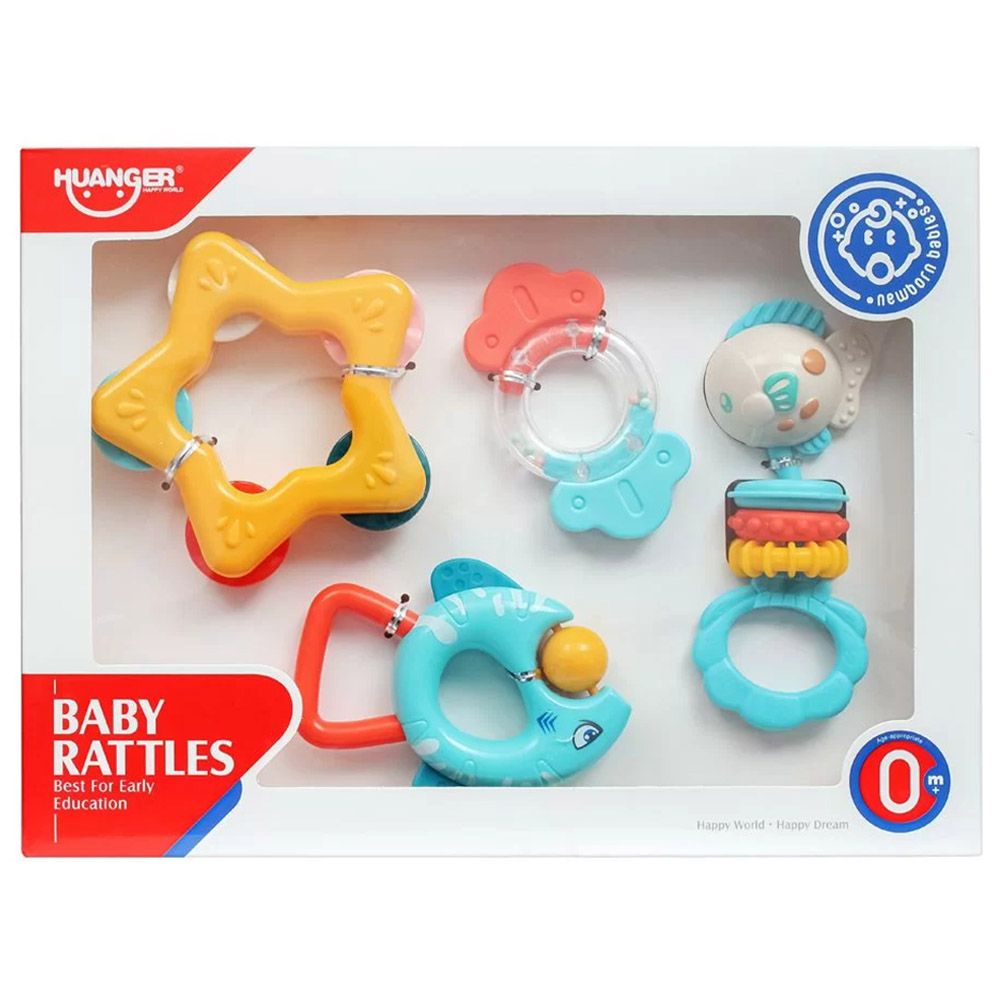 Huanger - Baby Rattles & Teether Set - 4pcs