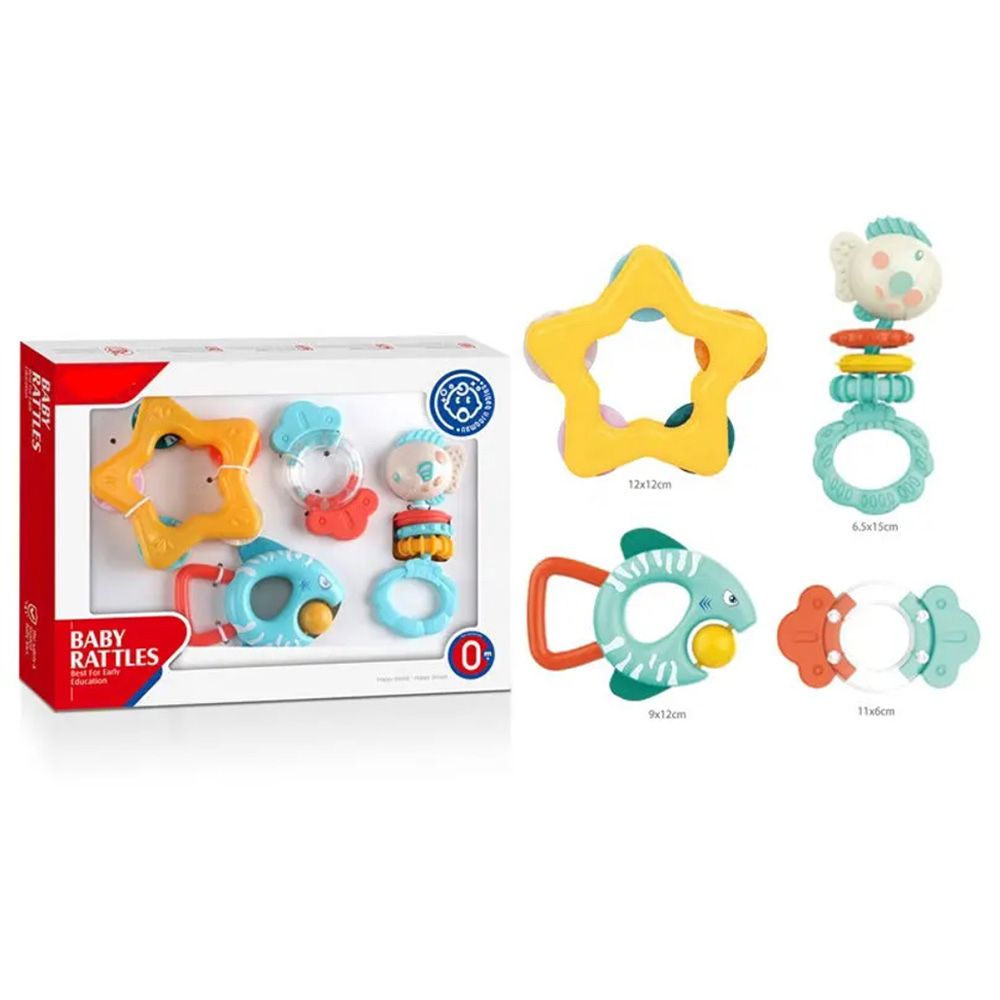 Huanger - Baby Rattles & Teether Set - 4pcs